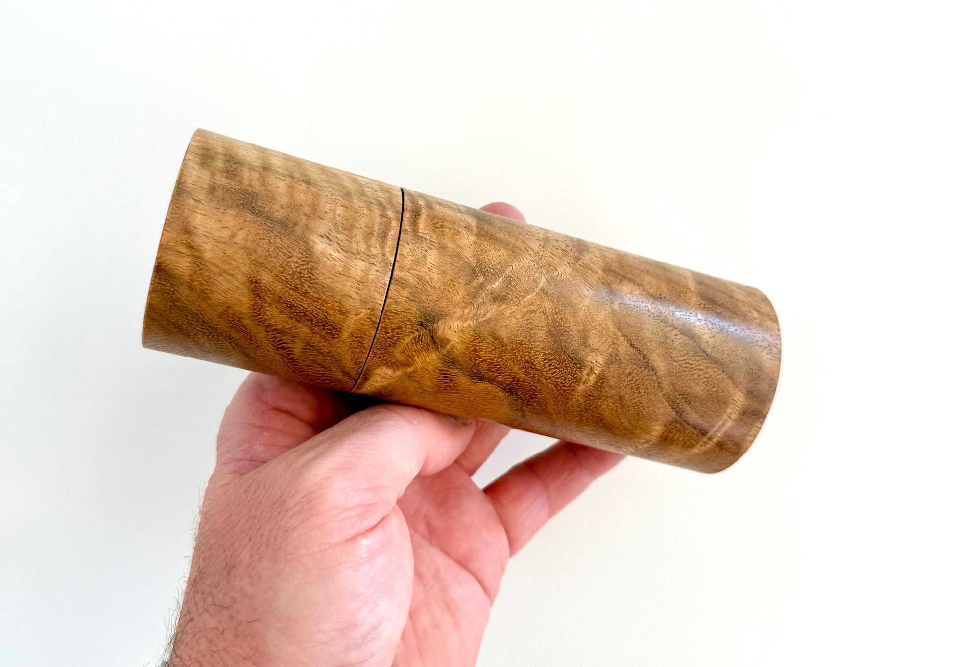 Handcrafted Salmon Gum Burl and Marri Pepper Grinder Set: Modern Wood Salt Mill