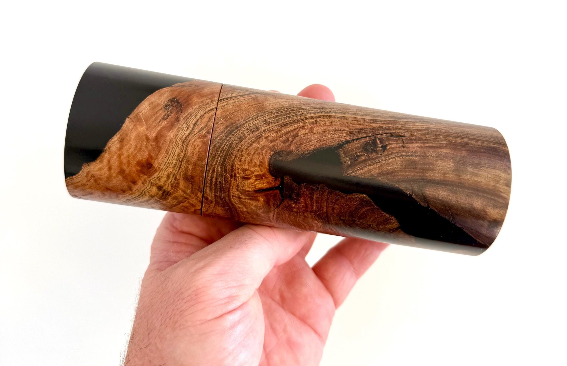 Blackbutt and Resin Pepper Grinder Set, Modern Ceramic Salt Mill