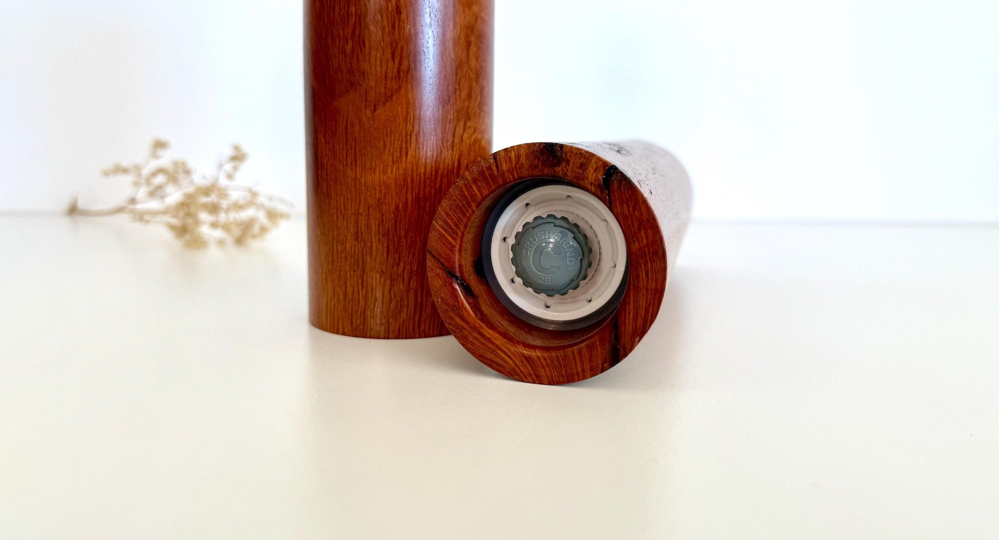 Lace Sheoak Pepper Grinder Set, Modern Ceramic Salt Mill
