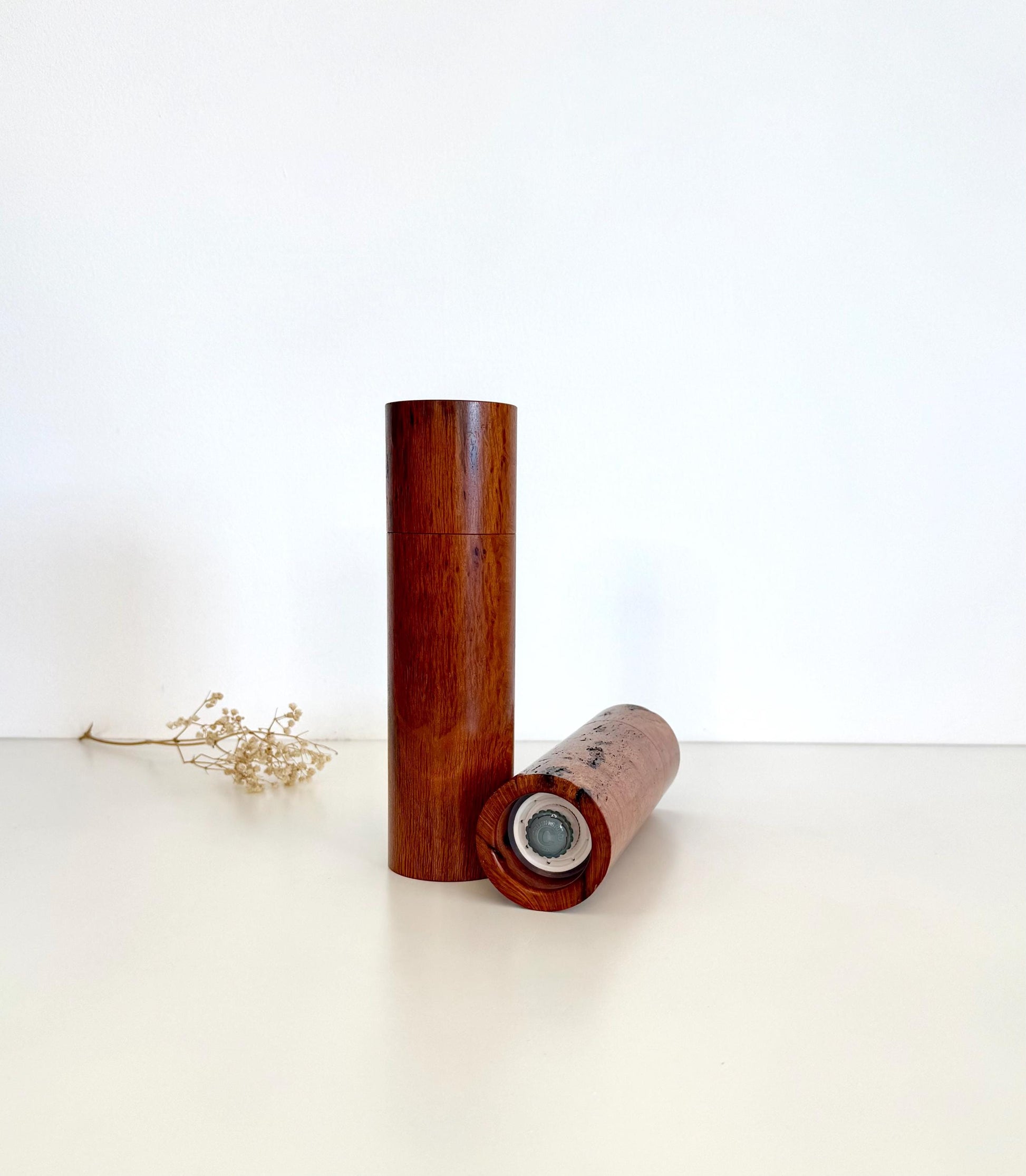 Lace Sheoak Pepper Grinder Set, Modern Ceramic Salt Mill