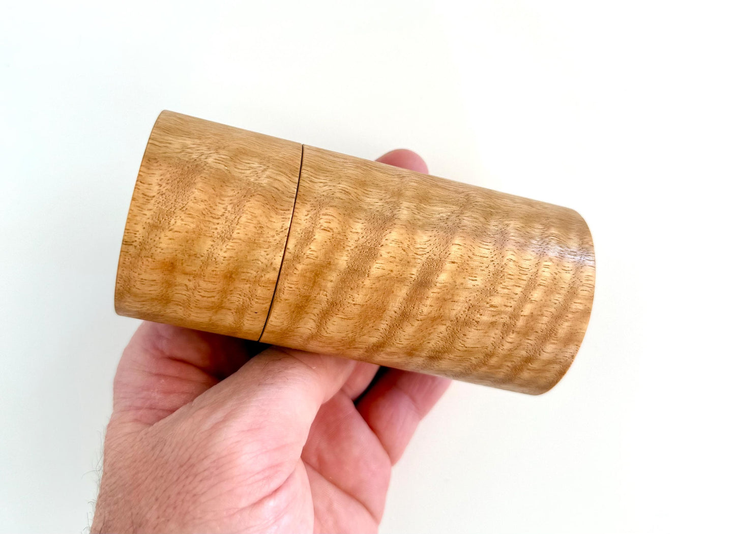 Handcrafted Mini Jarrah Burl and Curly Marri Pepper Grinder Set: Modern Wood Salt Mill