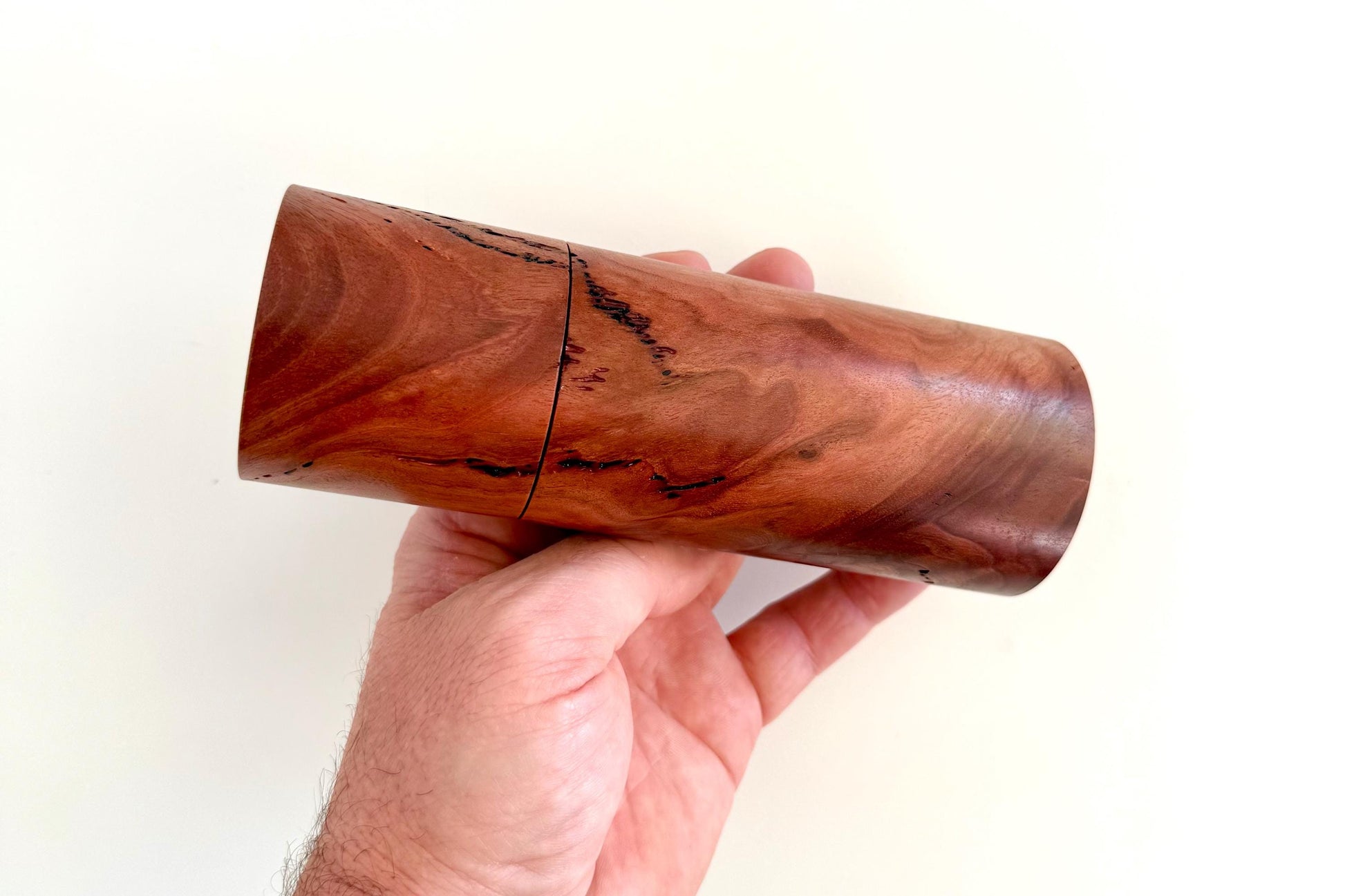 Handcrafted Salmon Gum Burl and Marri Pepper Grinder Set: Modern Wood Salt Mill
