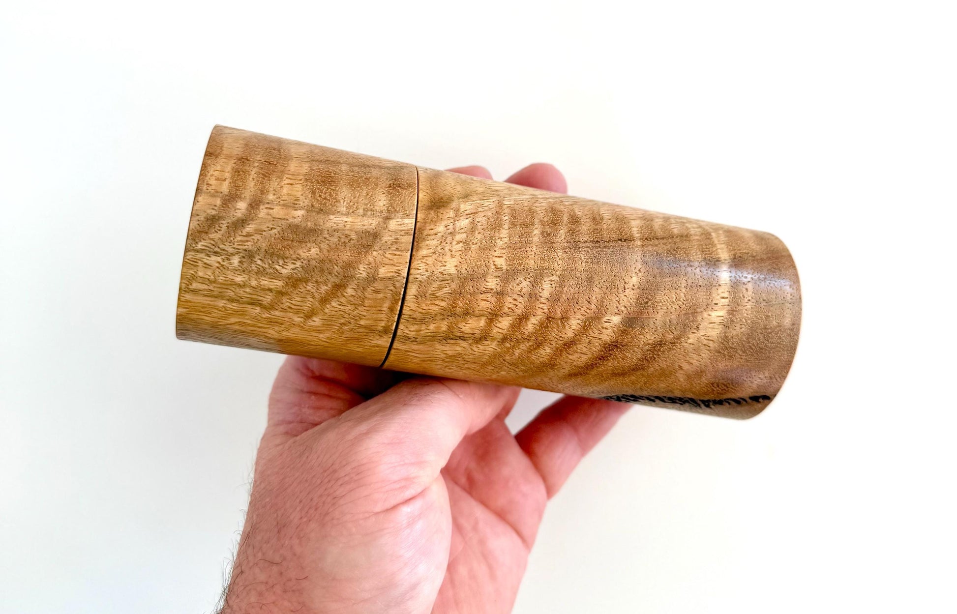 Handcrafted Salmon Gum Burl and Marri Pepper Grinder Set: Modern Wood Salt Mill