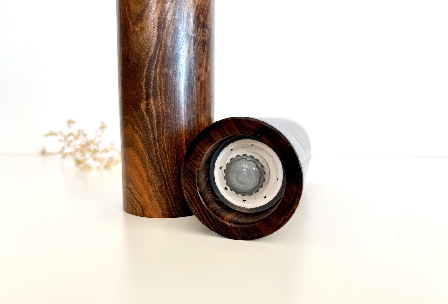 Blackbutt and Resin Pepper Grinder Set, Modern Ceramic Salt Mill