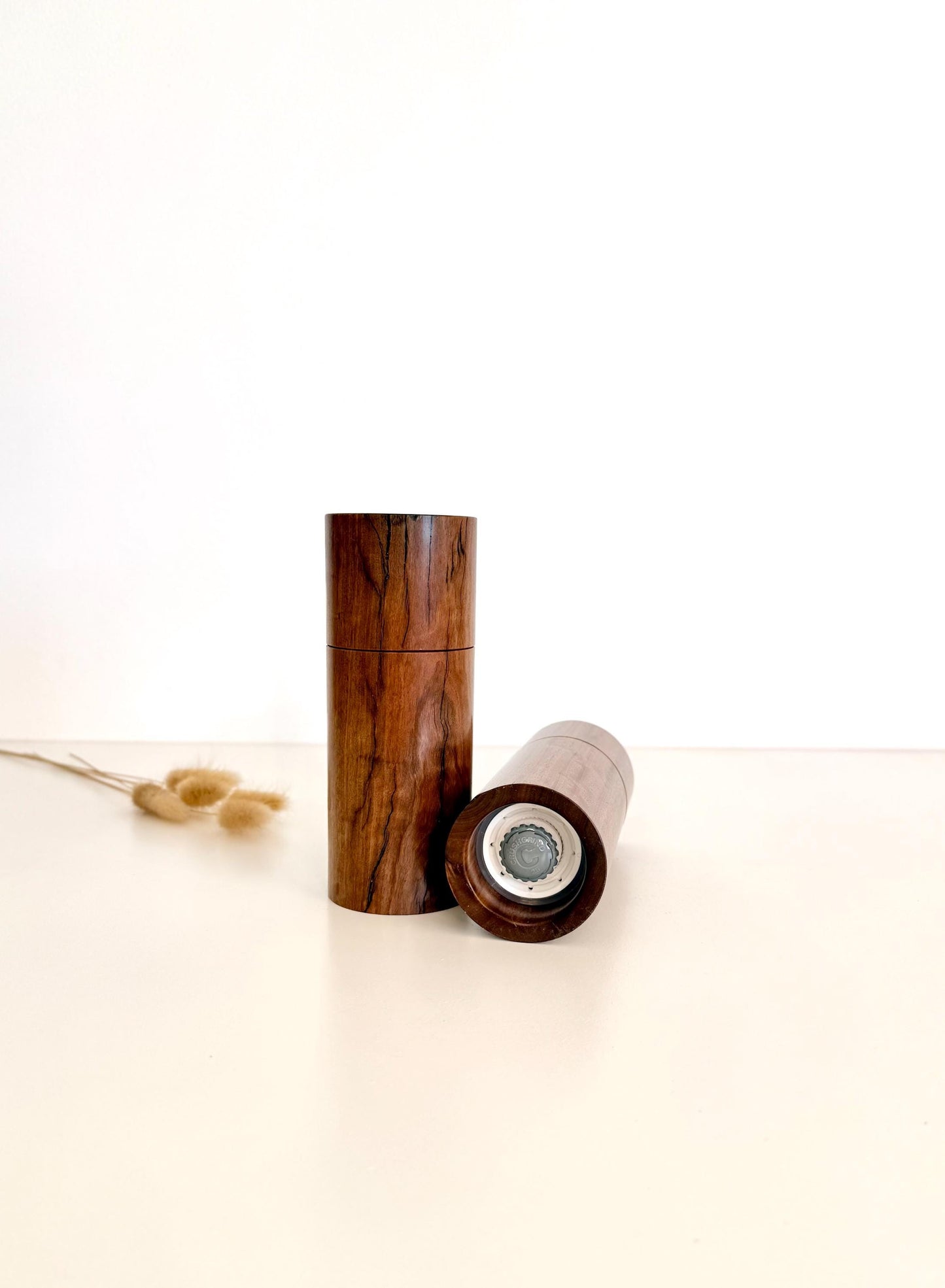 Handcrafted Goldfields Blackbutt Pepper Grinder Set: Modern Wood Salt Mill