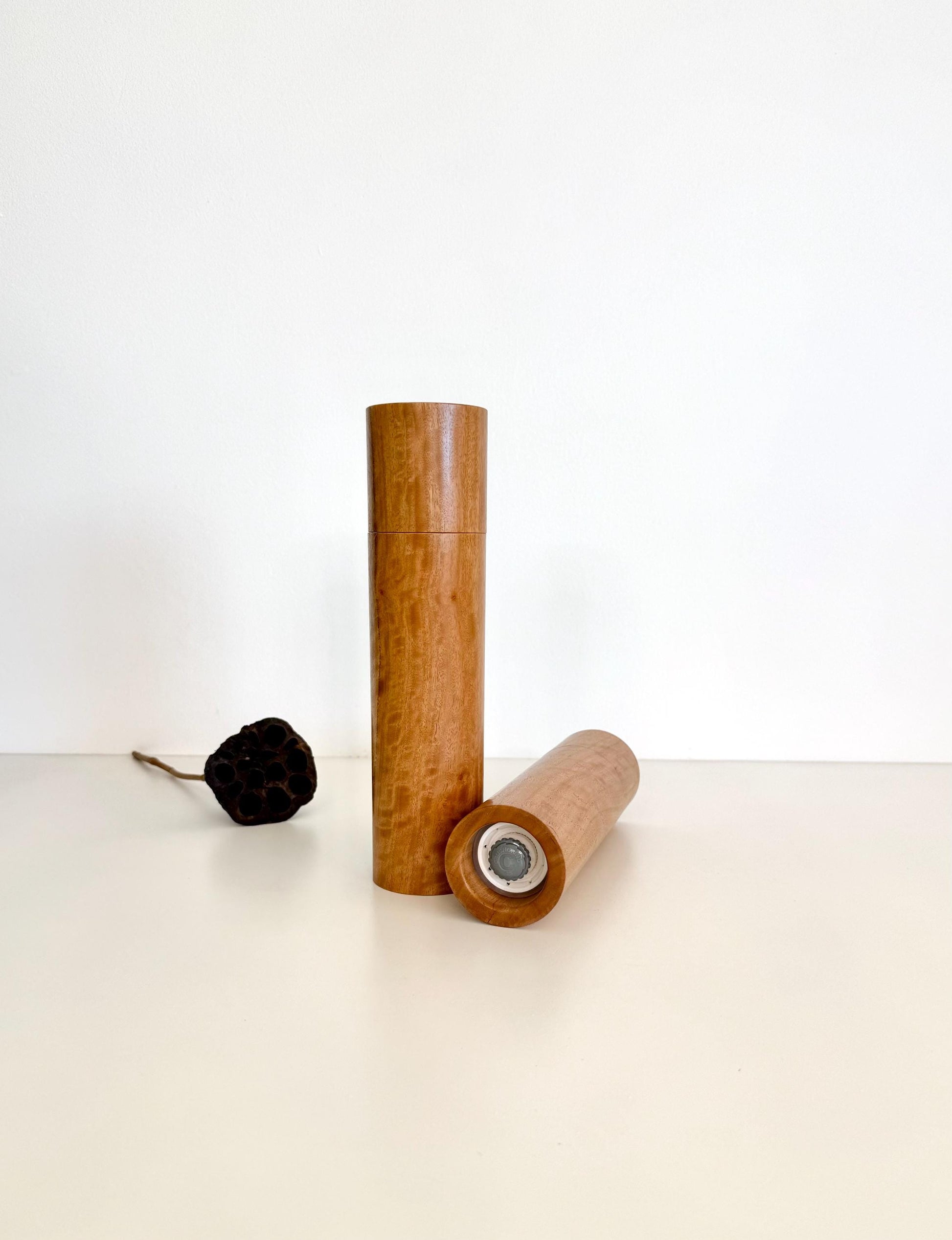 W.A Blackbutt Pepper Grinder Set, Modern Ceramic Salt Mill