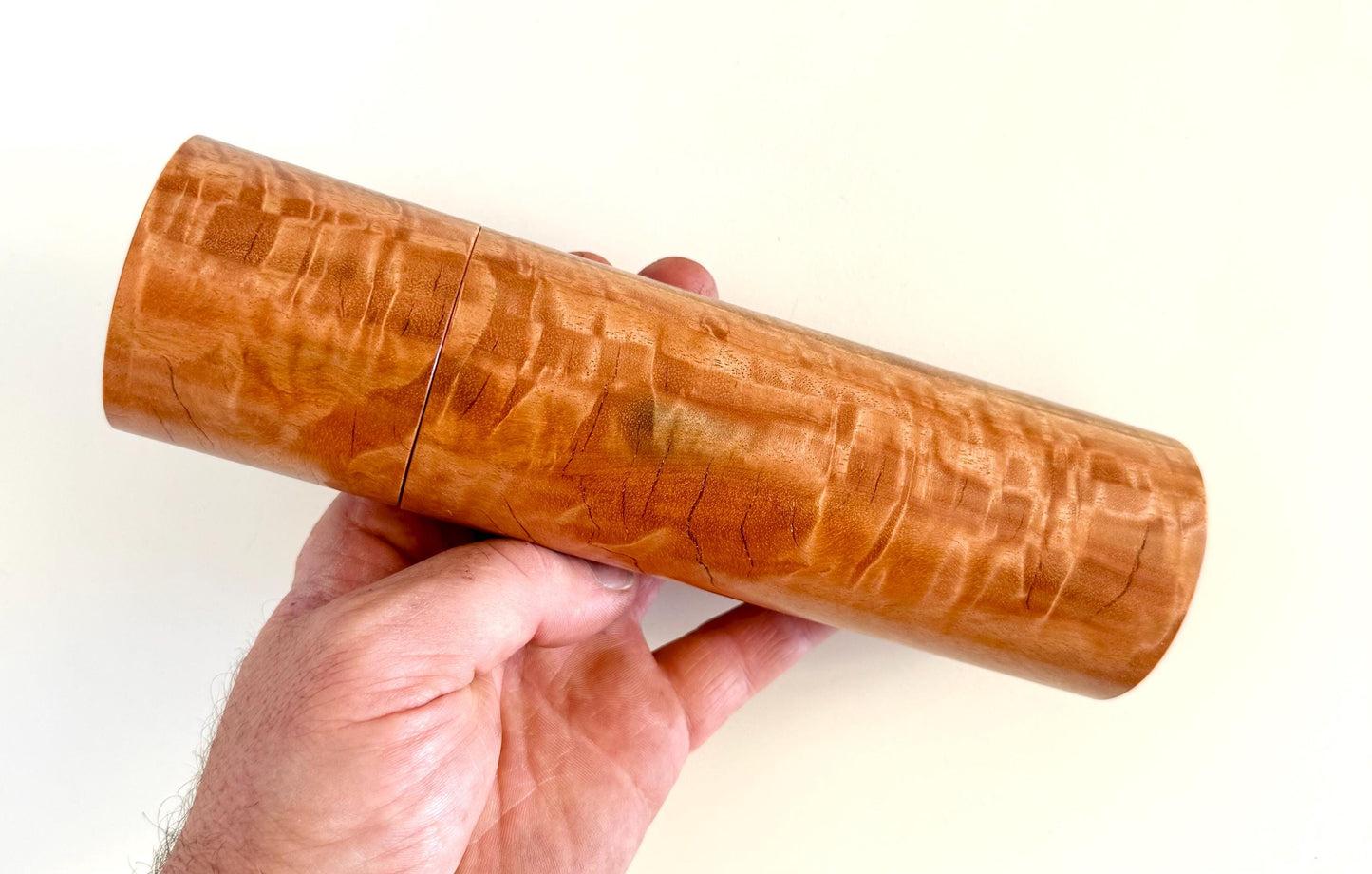 Figured River Red Gum Pepper Grinder Set, Modern Ceramic Salt Mill