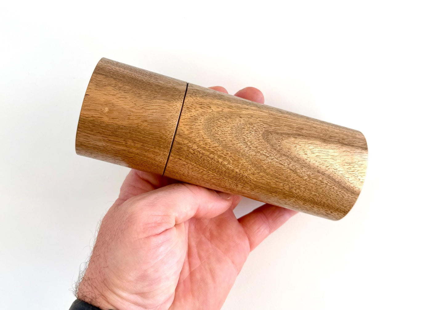Handcrafted Blackbutt and Walnut Pepper Grinder Set: Modern Wood Salt Mill
