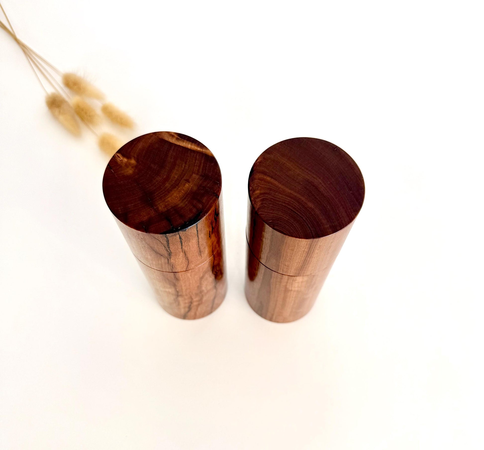 Handcrafted Goldfields Blackbutt Pepper Grinder Set: Modern Wood Salt Mill