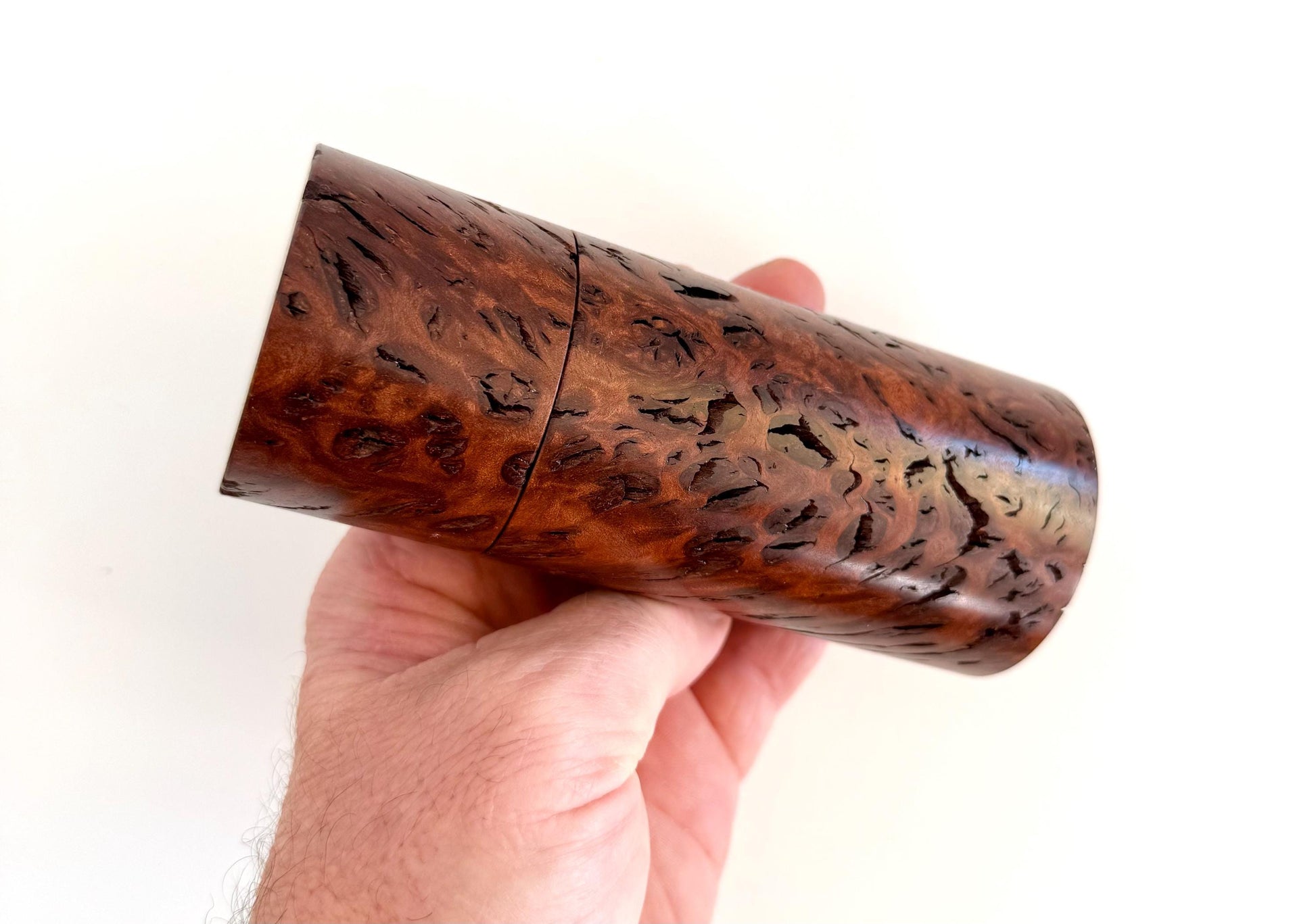Handcrafted Jarrah Burl and Sugar Gum Mini Grinder Set: Modern Wood Salt Mill