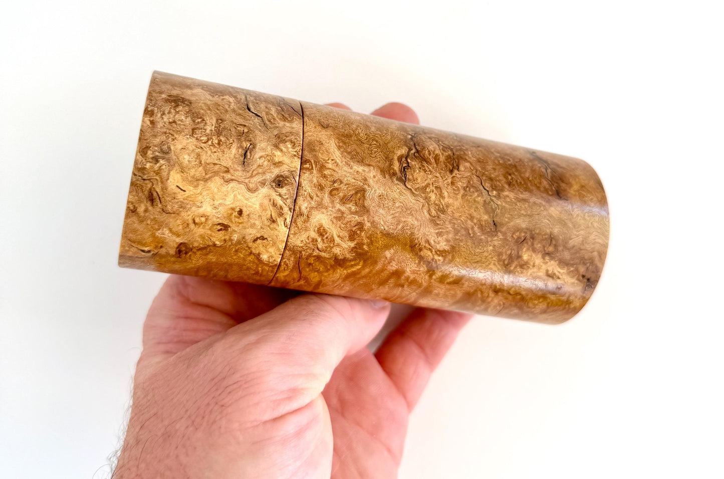 Handcrafted Jarrah Burl and Sugar Gum Mini Grinder Set: Modern Wood Salt Mill