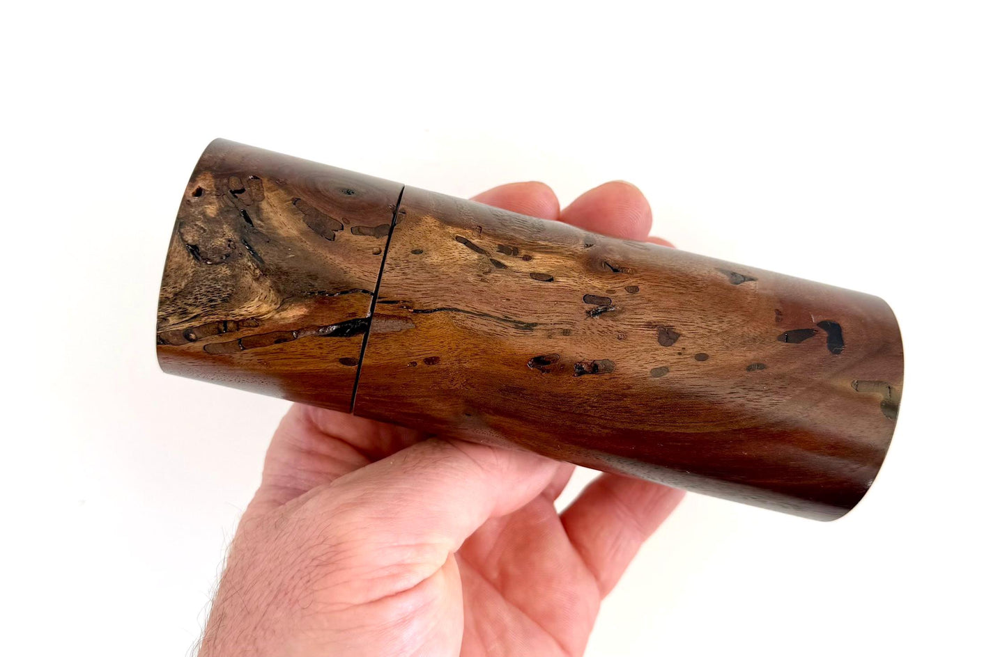 Handcrafted Black Walnut Pepper Grinder Set: Modern Wood Salt Mill