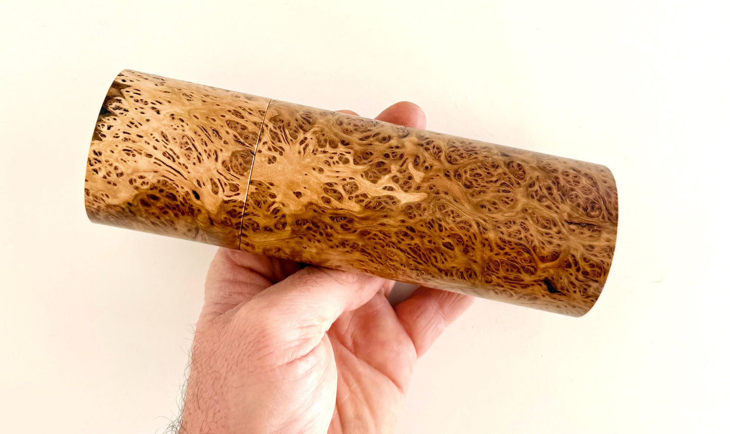 York Gum Burl Pepper Grinder Set: Modern Wood Salt Mill
