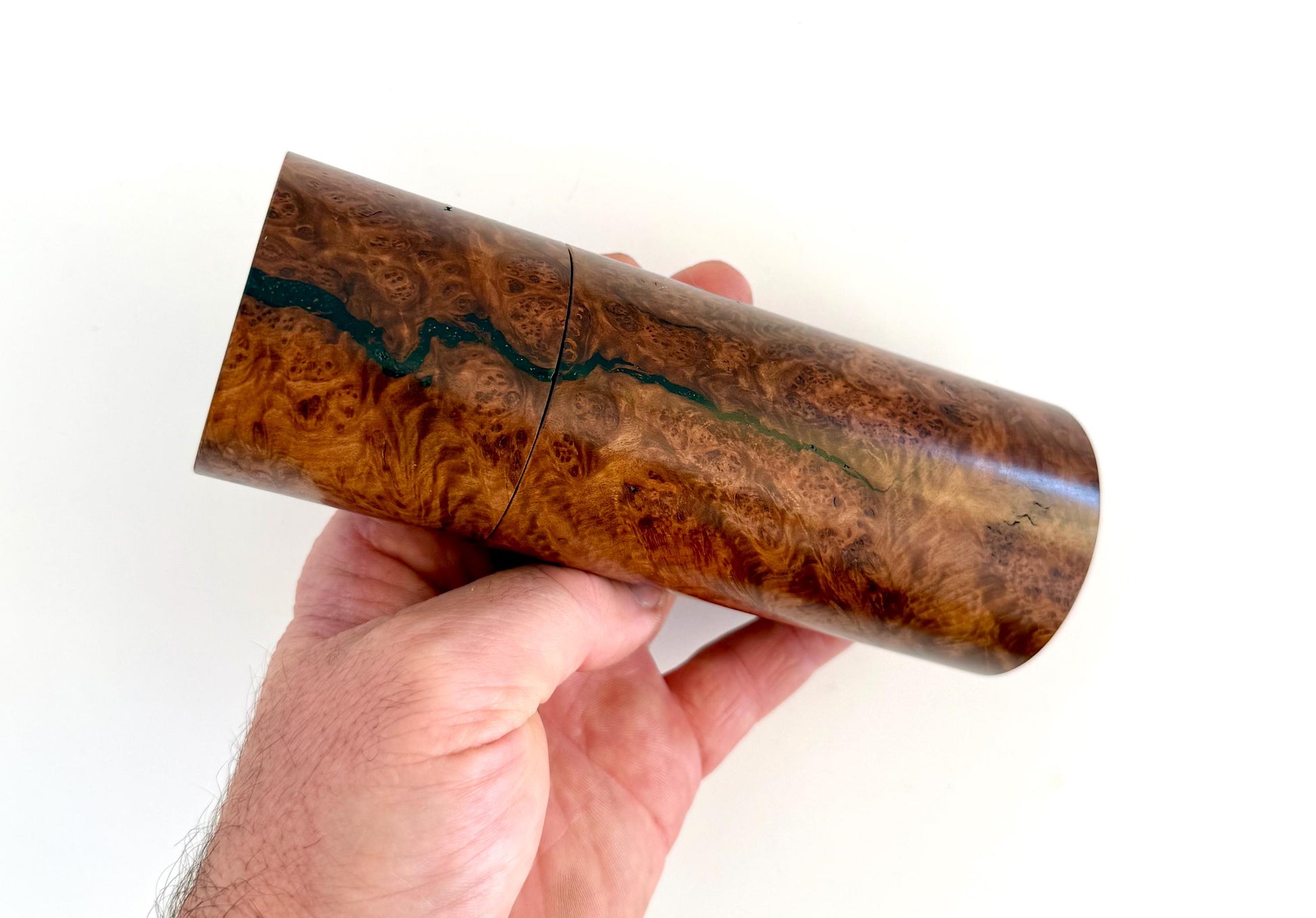 Handcrafted Blackbutt Burl Grinder Set: Modern Wood Salt Mill