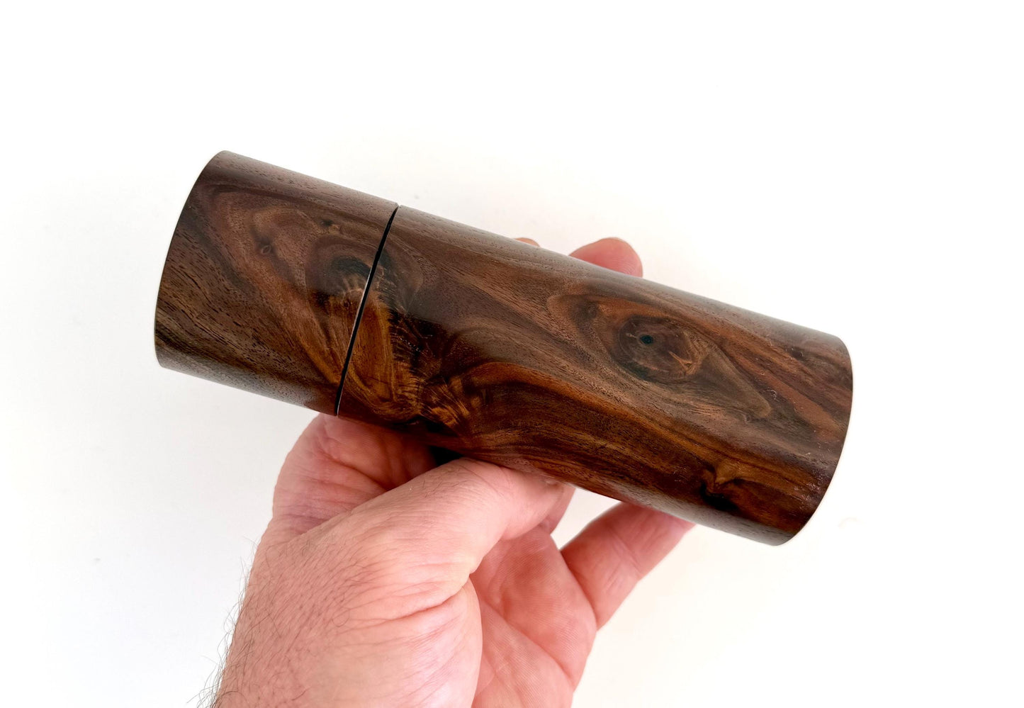 Handcrafted Black Walnut Pepper Grinder Set: Modern Wood Salt Mill