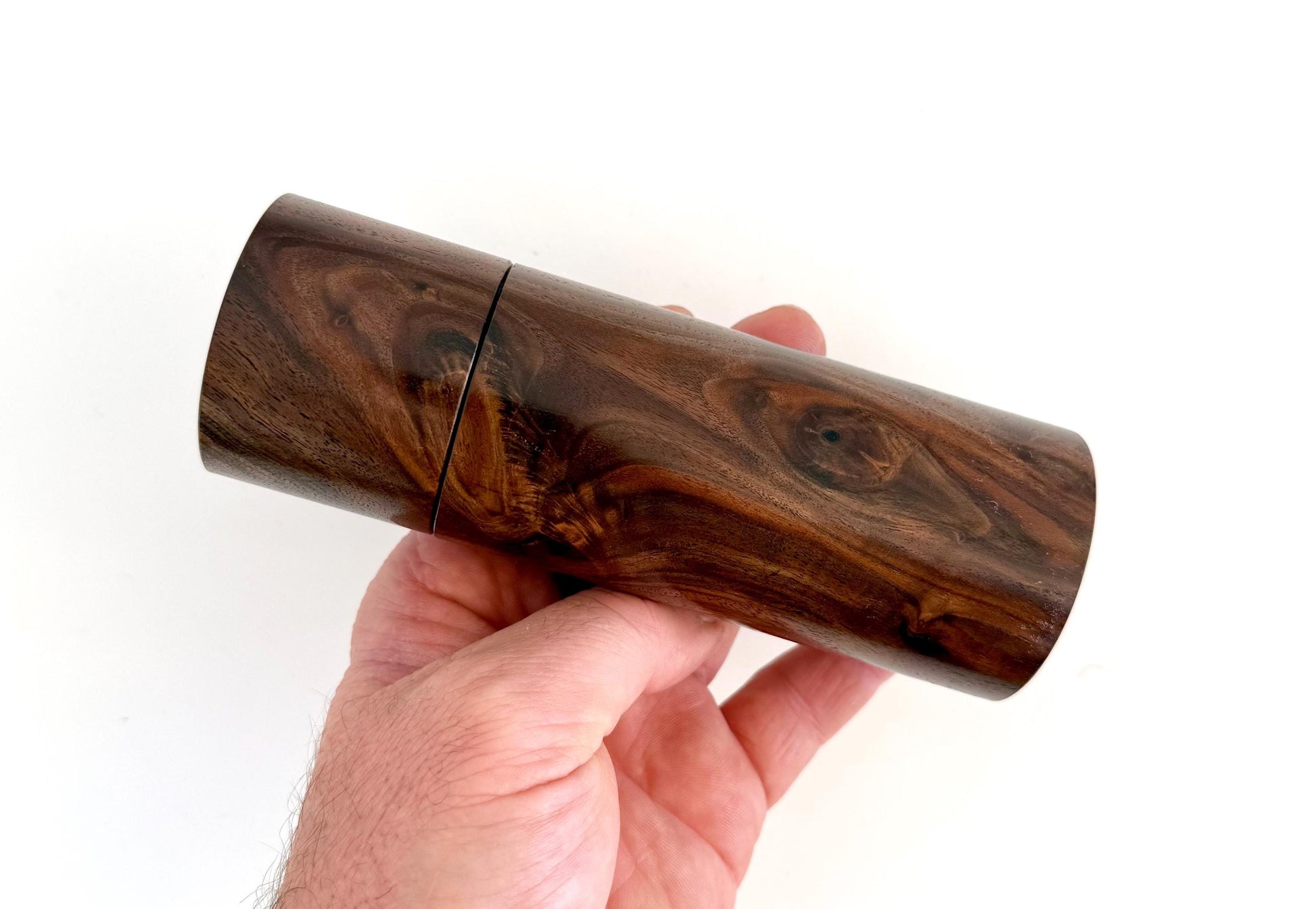 Handcrafted Black Walnut Pepper Grinder Set: Modern Wood Salt Mill