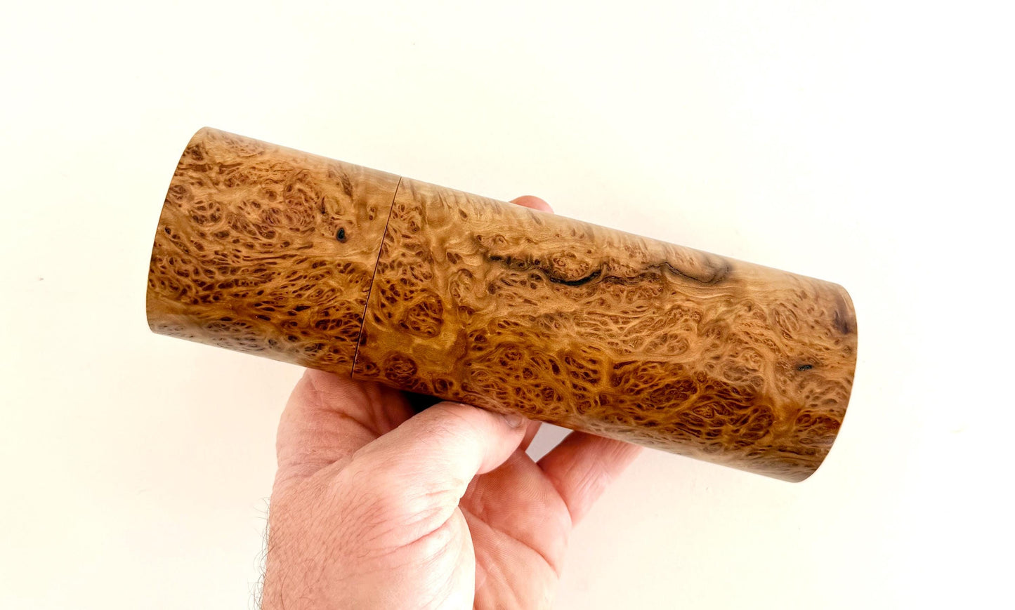York Gum Burl Pepper Grinder Set: Modern Wood Salt Mill