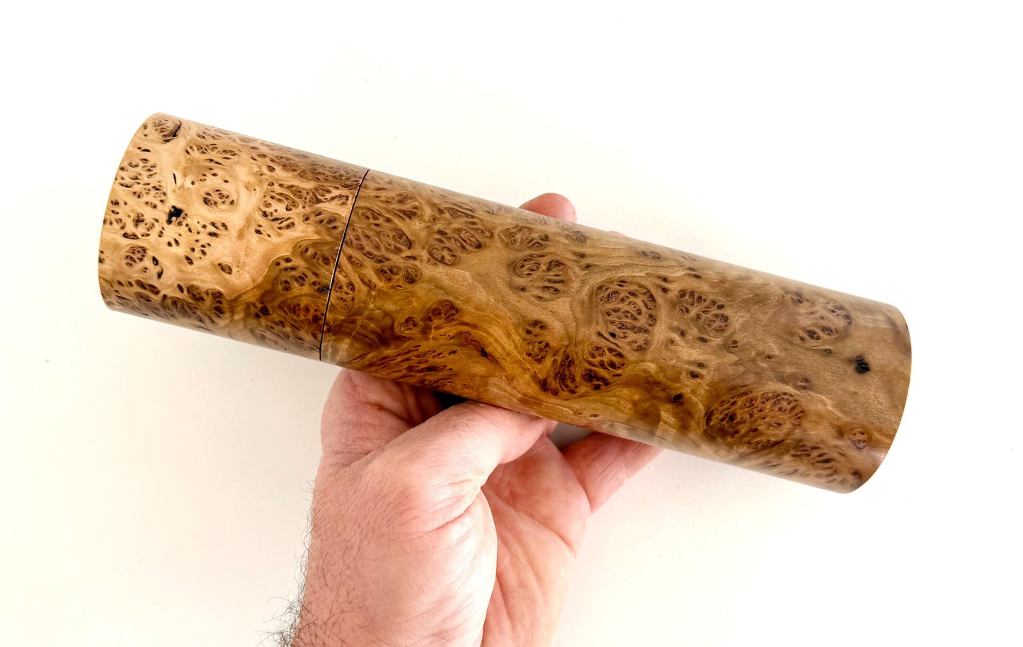 York Gum Burl Pepper Grinder Set: Modern Wood Salt Mill