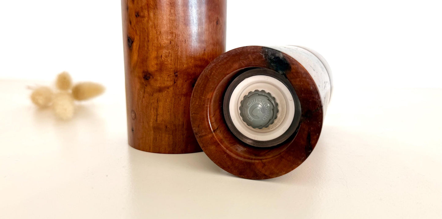 Handcrafted Mallee Pepper Grinder Set: Modern Wood Salt Mill