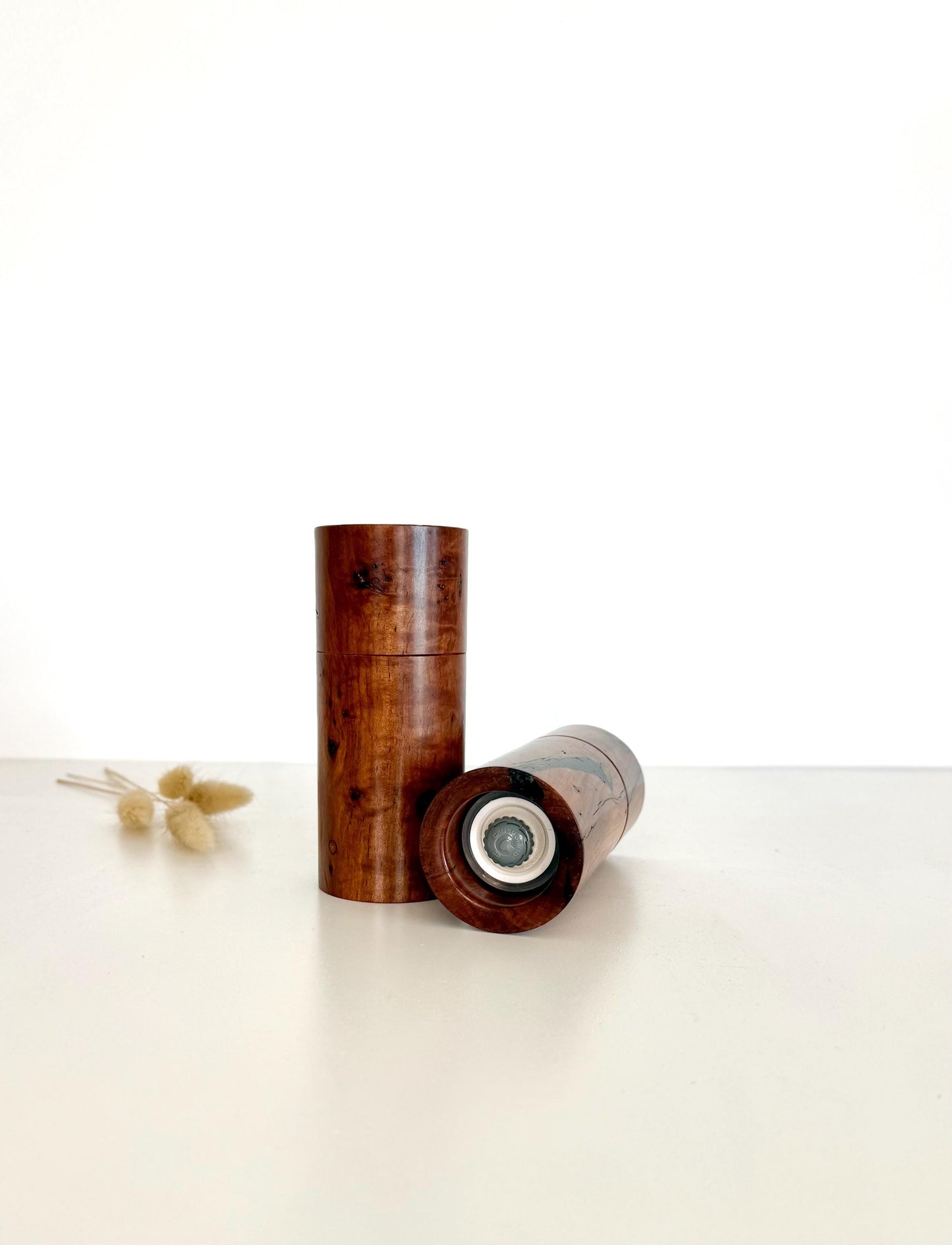 Handcrafted Mallee Pepper Grinder Set: Modern Wood Salt Mill