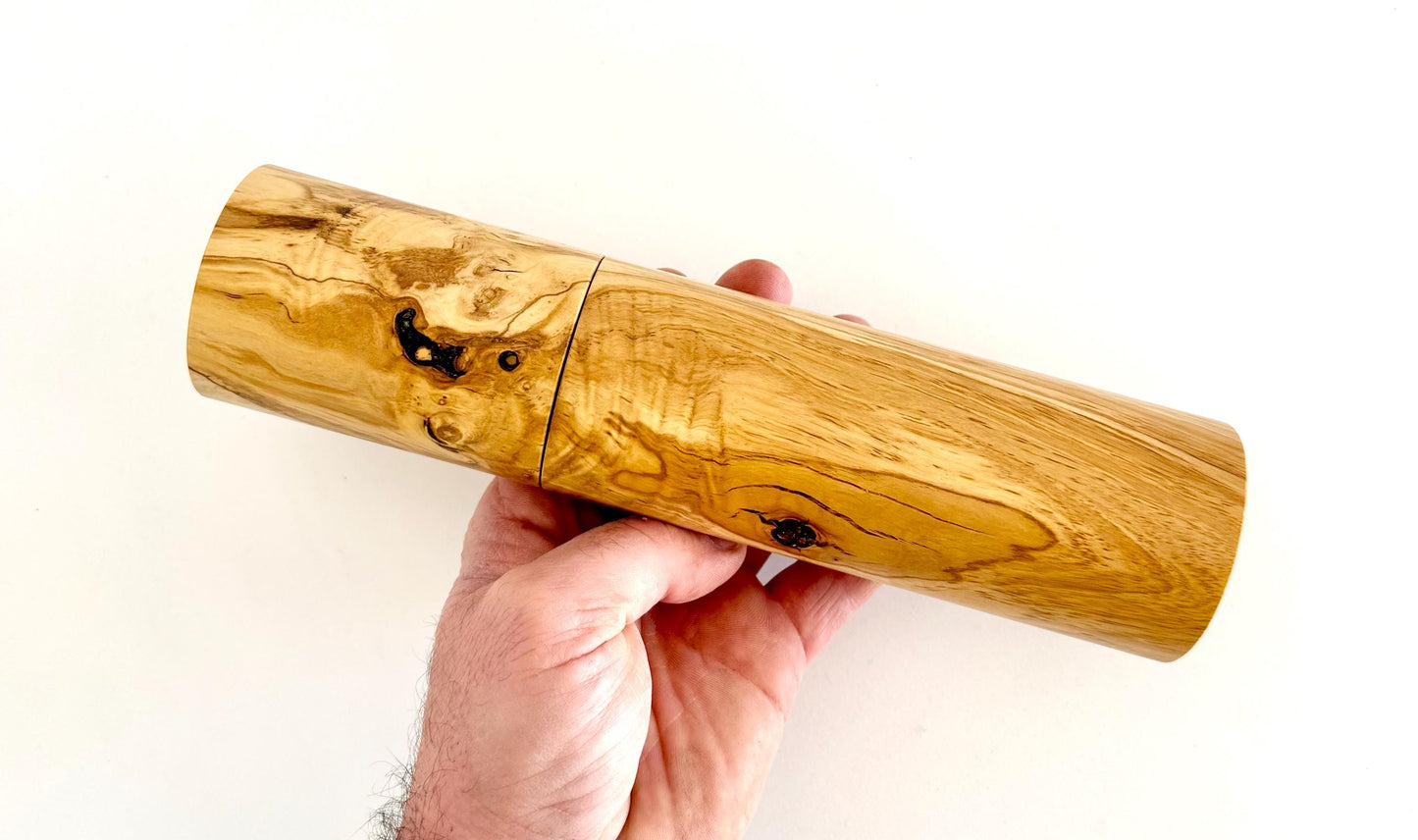 Handcrafted Olive Wood Pepper Grinder, Modern Ceramic Mill