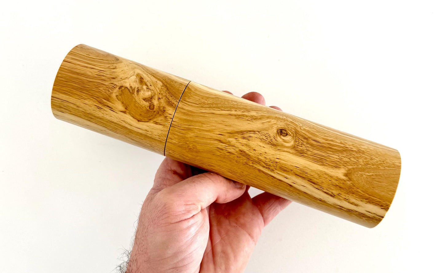 Handcrafted Olive Wood Pepper Grinder, Modern Ceramic Mill