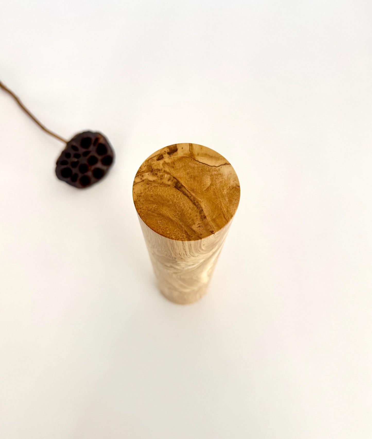 Handcrafted Olive Wood Pepper Grinder, Modern Ceramic Mill