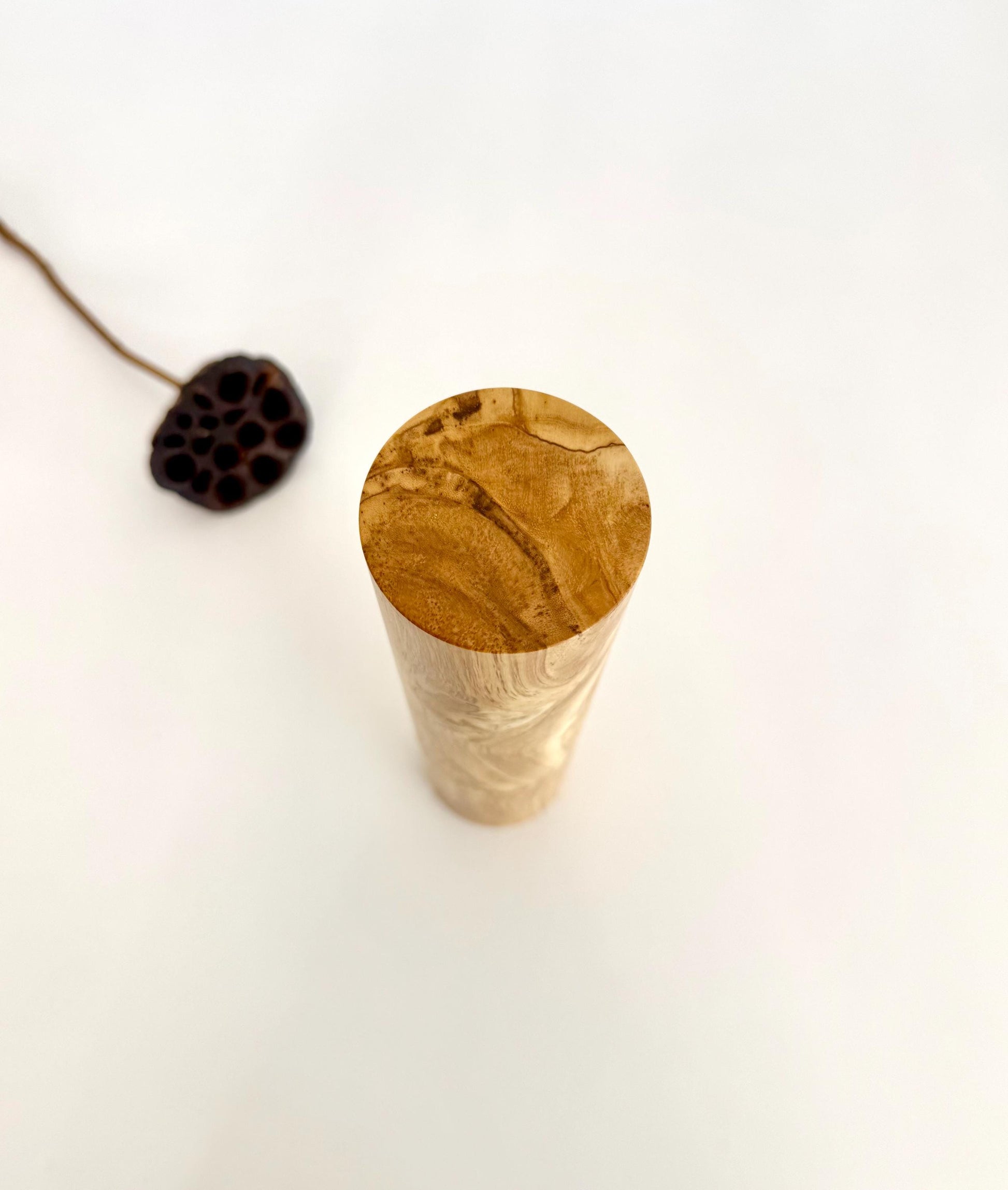 Handcrafted Olive Wood Pepper Grinder, Modern Ceramic Mill