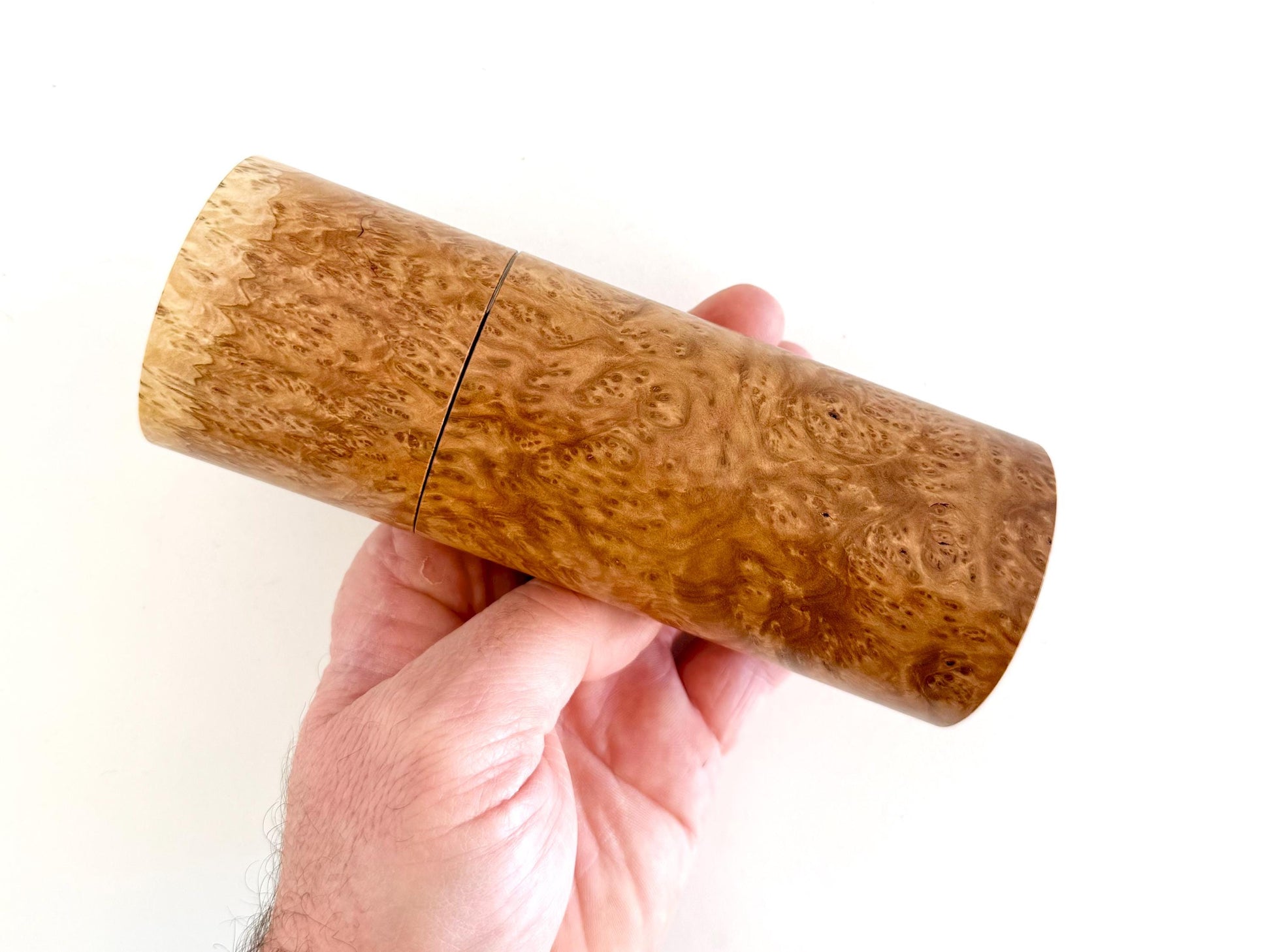 Rib Fruited Mallee burl Pepper Grinder Set, Modern Ceramic Salt Mill