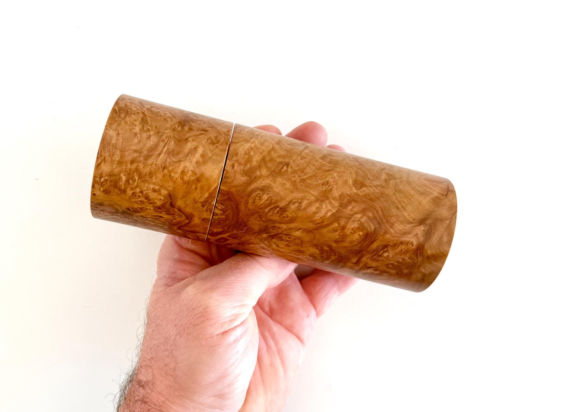 Rib Fruited Mallee burl Pepper Grinder Set, Modern Ceramic Salt Mill