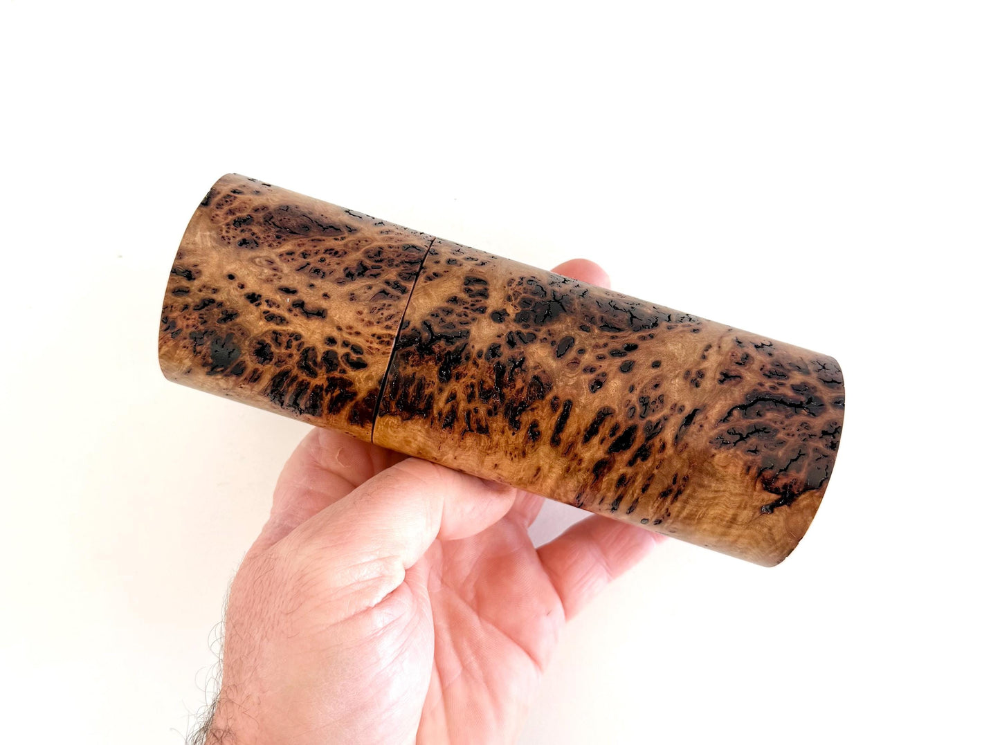 Rib Fruited Mallee burl Pepper Grinder Set, Modern Ceramic Salt Mill