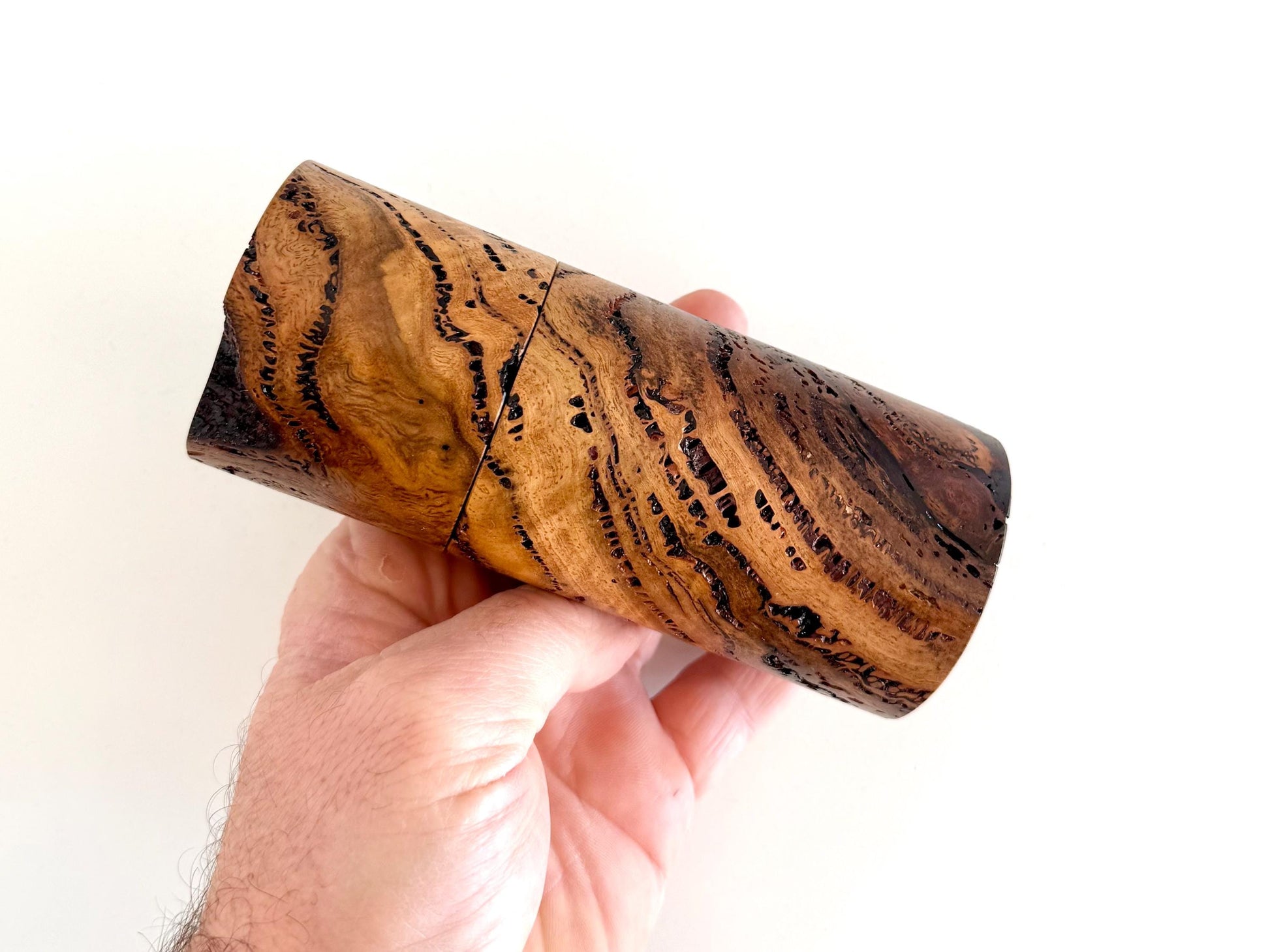 Marri Burl Pepper Grinder Set, Modern Ceramic Salt Mill