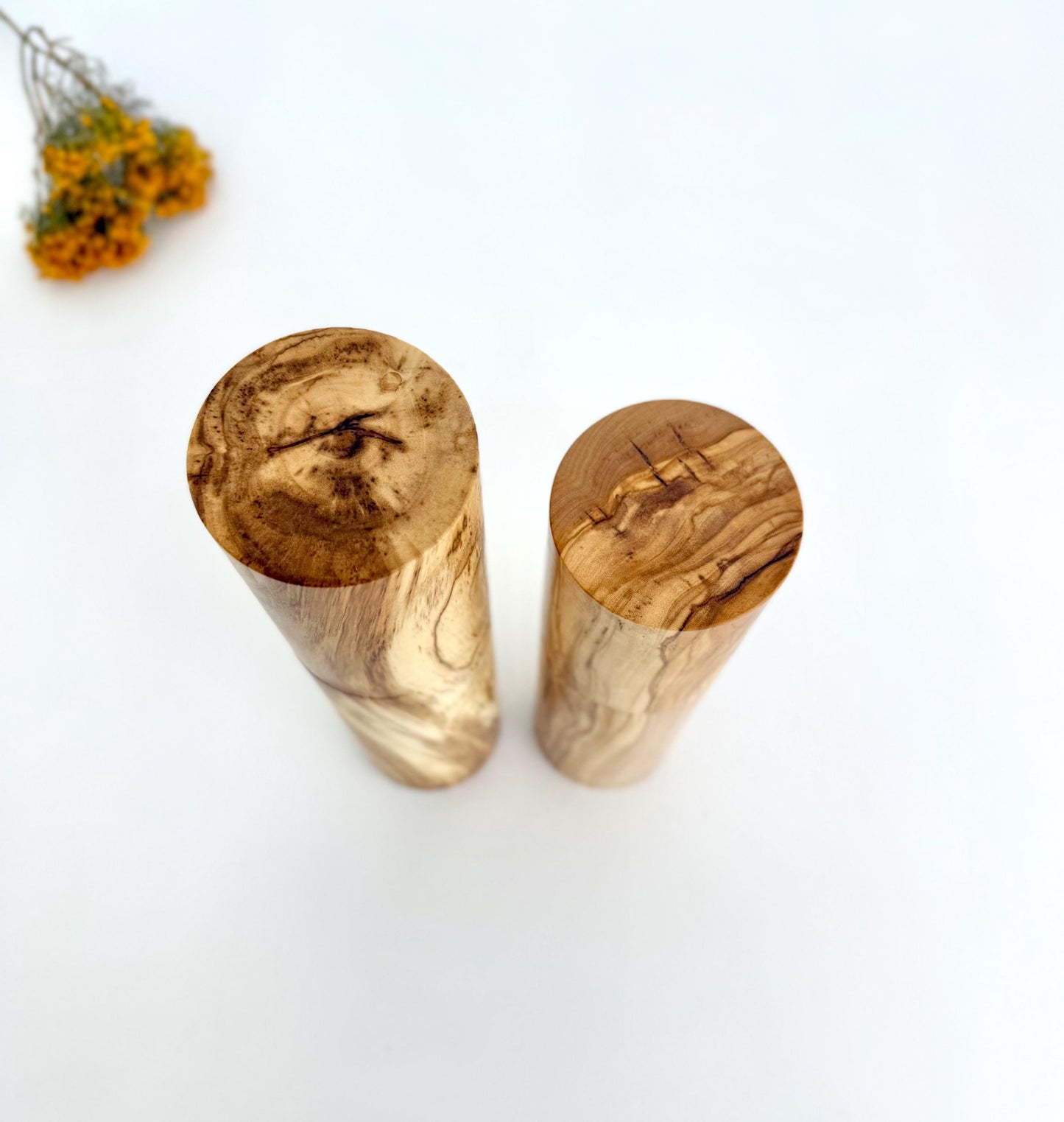 Olive wood Pepper Grinder Set, Modern Ceramic Salt Mill