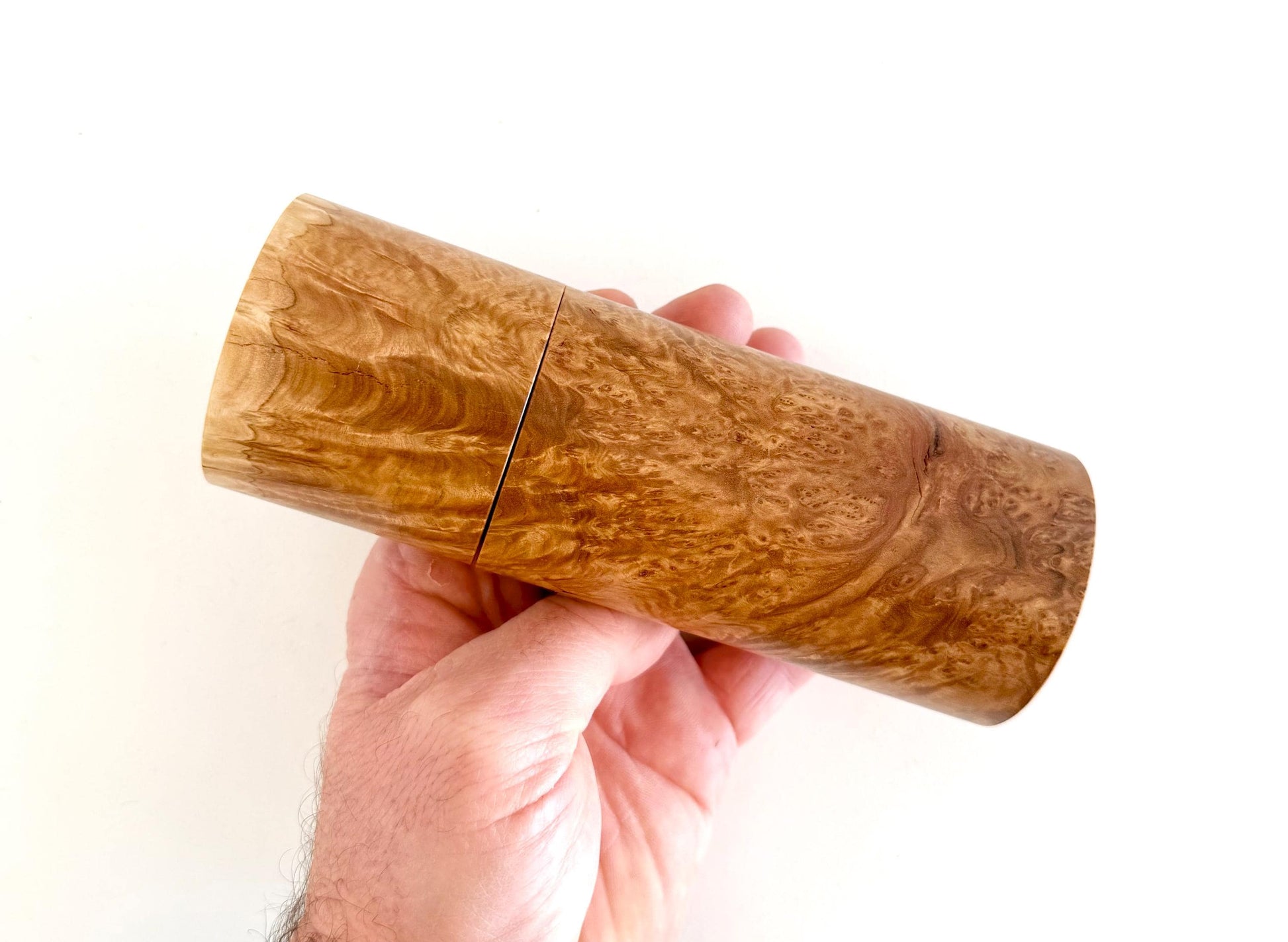Rib Fruited Mallee burl Pepper Grinder Set, Modern Ceramic Salt Mill