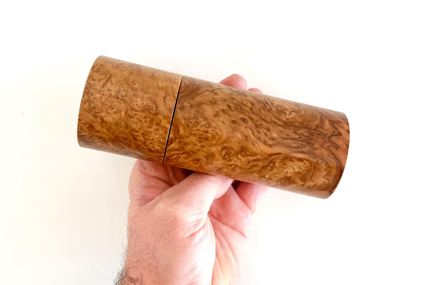 Rib Fruited Mallee burl Pepper Grinder Set, Modern Ceramic Salt Mill