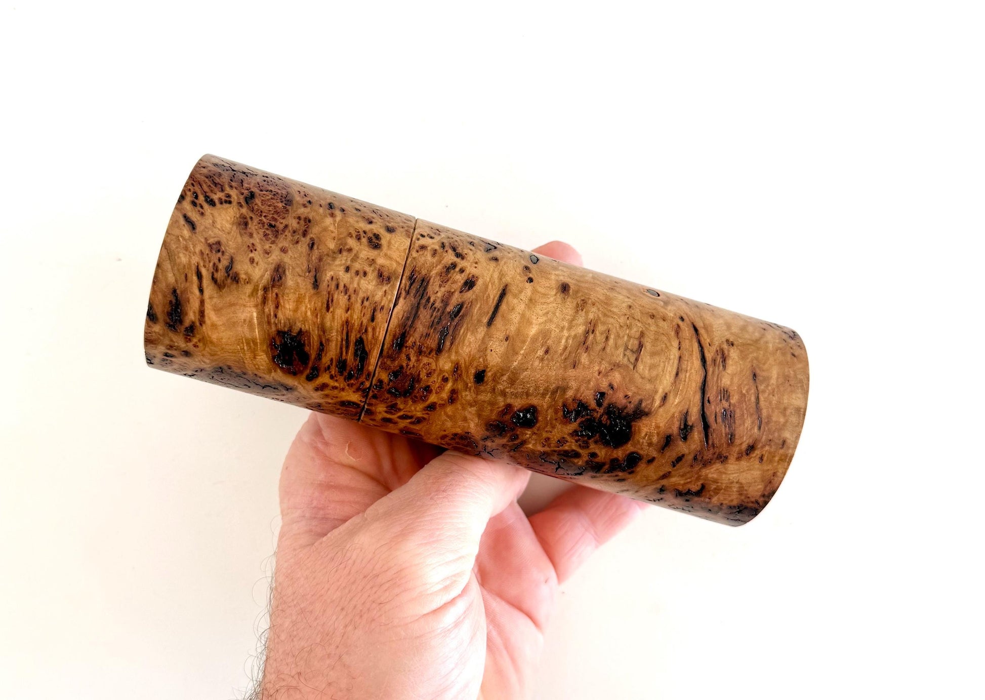 Rib Fruited Mallee burl Pepper Grinder Set, Modern Ceramic Salt Mill