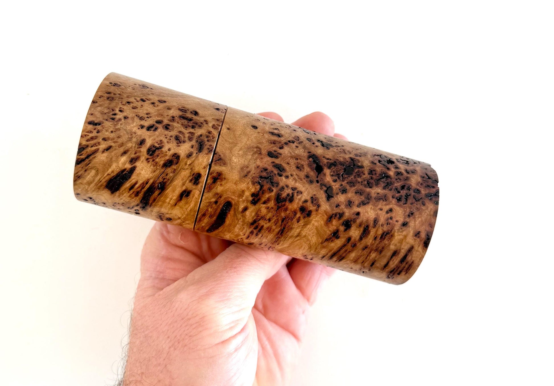 Rib Fruited Mallee burl Pepper Grinder Set, Modern Ceramic Salt Mill