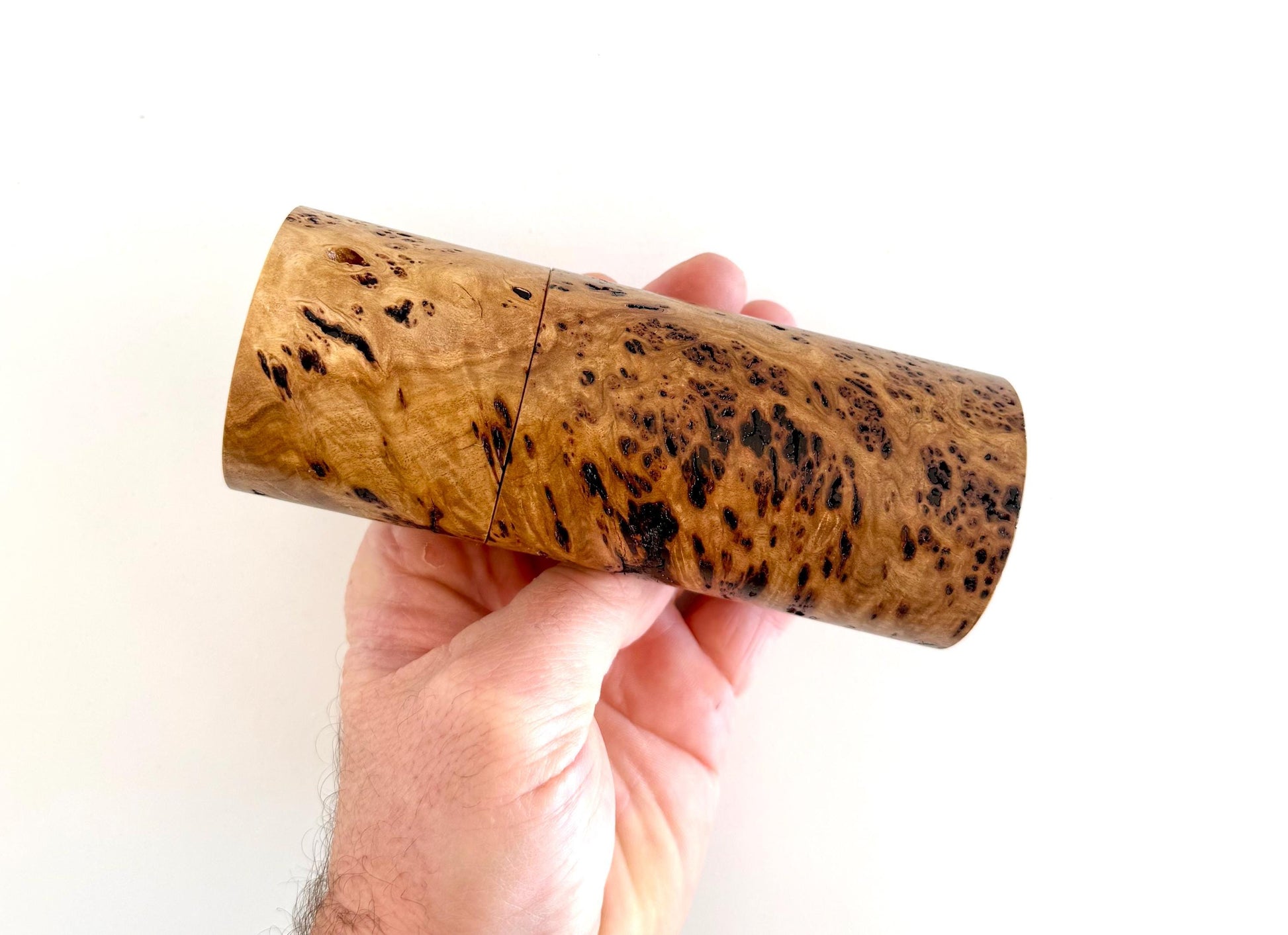 Rib Fruited Mallee burl Pepper Grinder Set, Modern Ceramic Salt Mill