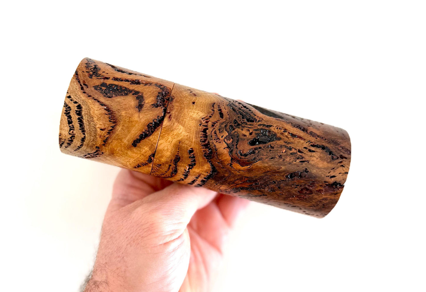 Marri Burl Pepper Grinder Set, Modern Ceramic Salt Mill