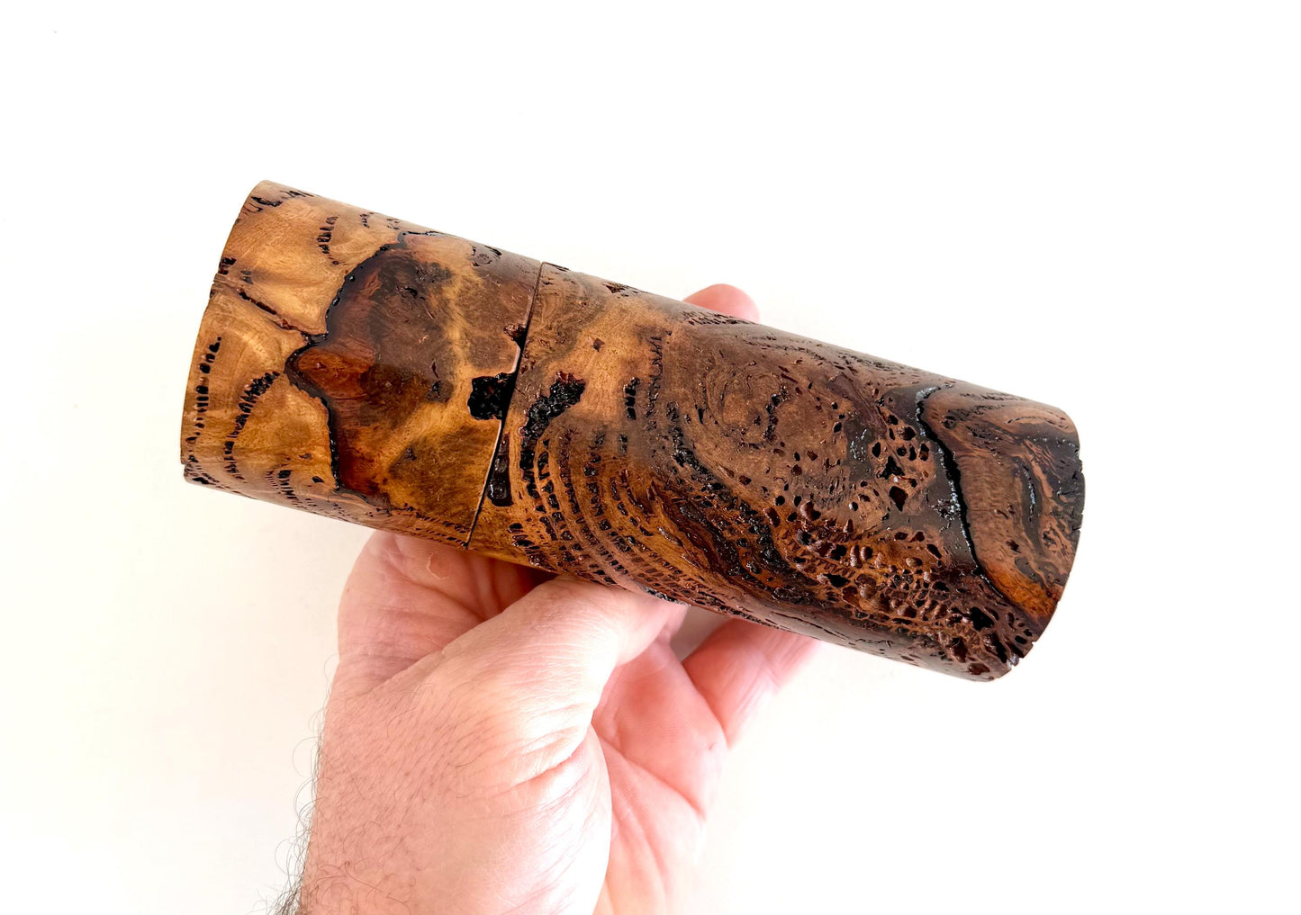 Marri Burl Pepper Grinder Set, Modern Ceramic Salt Mill