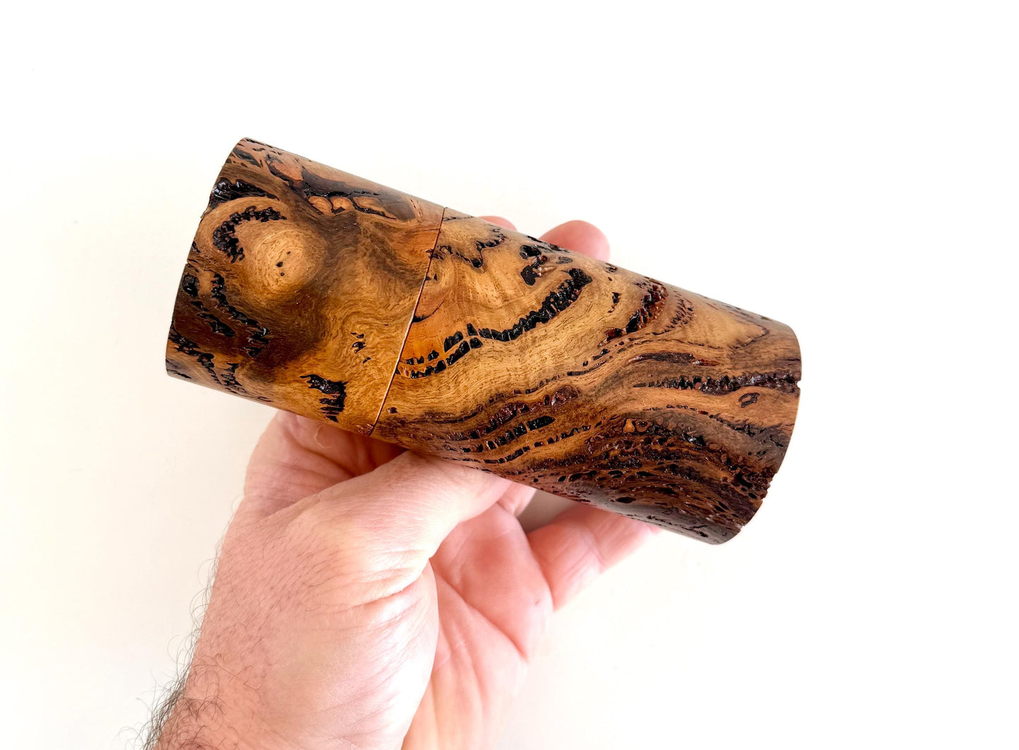Marri Burl Pepper Grinder Set, Modern Ceramic Salt Mill
