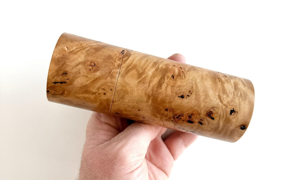 River Red Gum Burl Pepper Grinder Set, Modern Ceramic Salt Mill